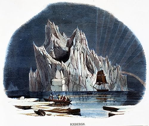 Affiche Icebergs Josiah Wood Whymper peinture toile décoration salon 60x90cm