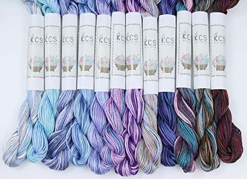 Image of KCS Big skeins of 25 Meters Size 25 Color Variegated Cross Stitch Stranded Threads,12 skeins,07
