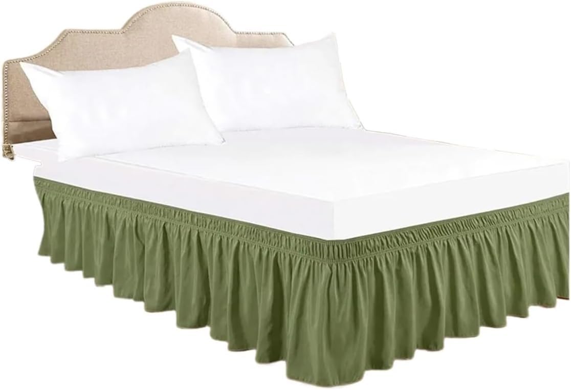 Bed Skirt Valance For Bed,Dust Ruffle Solid Color Wrap Around Ruffled Skirt With Strong Elastic -Fade Resistant Fabric 15 Inch High(Vanilla,CK 200x220x38cm)