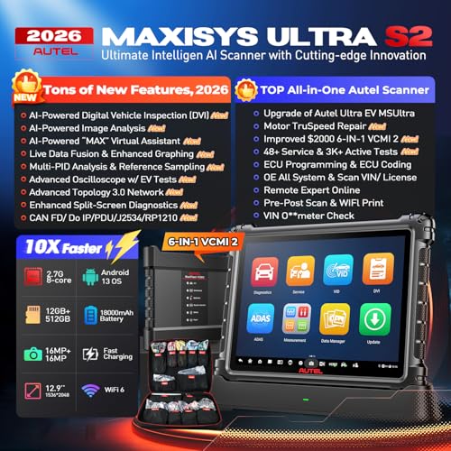 Autel MaxiSys Ultra S2 AI Scanner, 2026 UltraS2 Top Intelligent Scan Tool, Up of MS919 S2 MSUltra EV, 6IN1 VCMI2, Multi-Point DVI, Topology 3.0, Motor Truspeed, 48+ Service, EV Tests, 3K+ Active Tests - Image 3