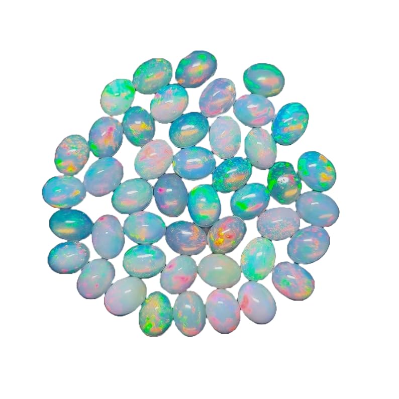 Cabochon opale éthiopienne naturelle 9x11mm ovale multi feu
