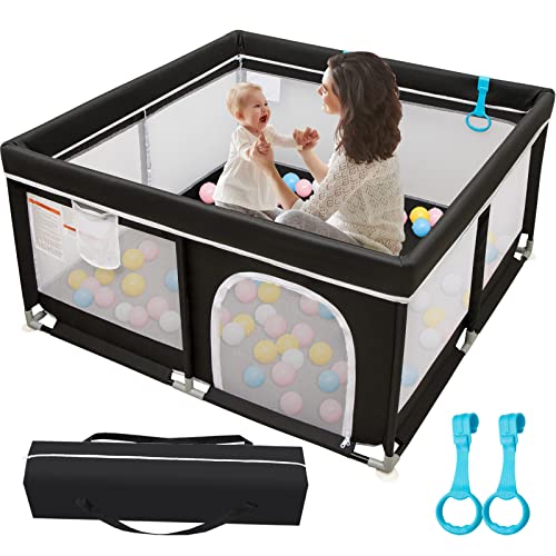 Image of Baby Playpen 50"x50", Dosptruy Playpen for Babies and Toddlers, Indoor & Outdoor Kids Activity Center with Suction Cup Base, Infant Safety Gates with Breathable Mesh, Play Yard for Baby
