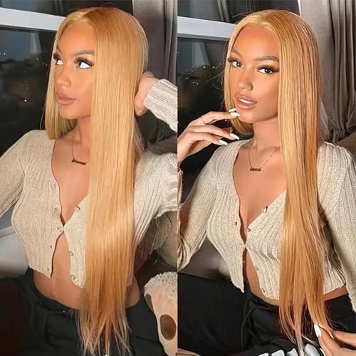 ORIGEN Honey Blonde Lace Front Human Hair Wigs for Black Women 38 Inch