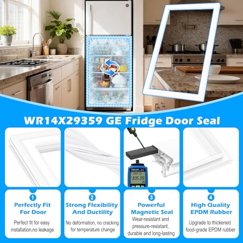 Upgraded WR14X29359 Refrigerator Fresh Door Seal Compatible with GE Refrigerator Door Gasket Replacement 4864378 AP6334067 For Hotpoint Fridge Door Seal GAS18PGJLRWW GIE18CTHLRWW Gasket Seal by ALVAR - Used condition - Image 2