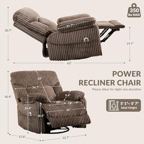 Sillón reclinable eléctrico marrón con masaje miniatura 2