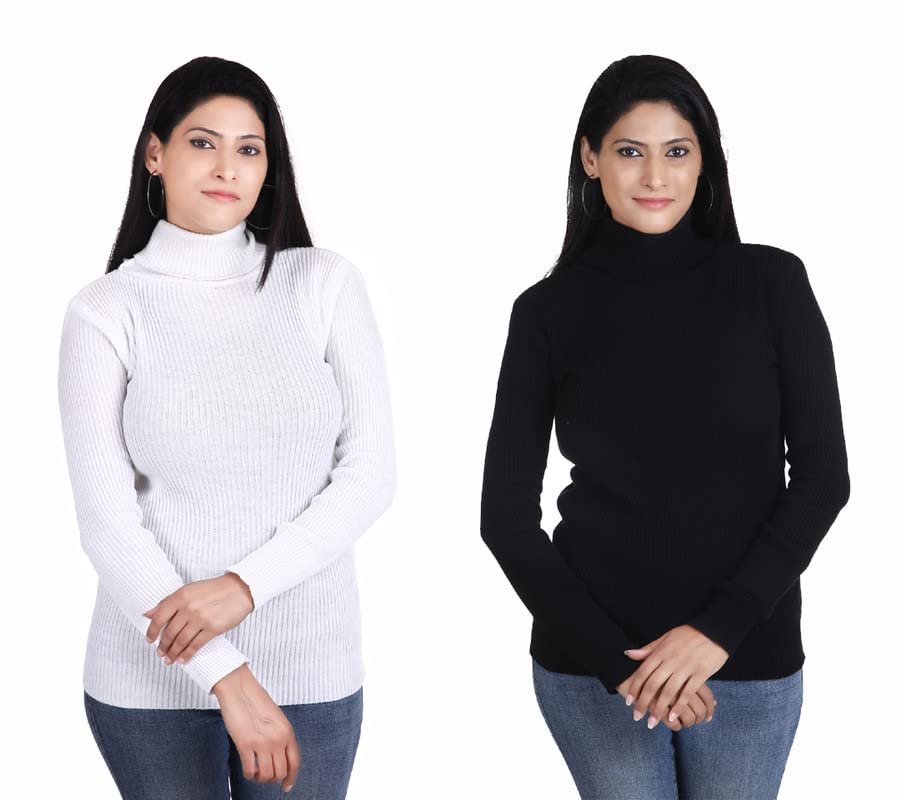 Women's Woollen High Neck Innerwear Sweater Pullovers Skivvy for Winters Pack of 2-picture-15