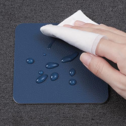 Myir JUN Coasters Glass Coasters set of 12 4 inch Double Sided Faux Leather Coaster Waterproof Non-slip Easy to Clean with Coaster Holder(Light Gray Blue) - Image 4