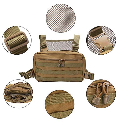 Clape Tactical Chest Rig Bag Functional Combat Chest Pack Fashion Streetwear Hip Hop Bag Military Vest Rig Adjustable Recon Kit Khaki BDB03 - Image 3