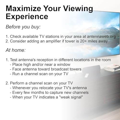 GE Traditional Rabbit Ears Indoor Black TV Antenna, 15 inch Extendable Dipoles and Circular Loop, Tabletop Antenna, Digital, HDTV Antenna, Smart TV Compatible, 4K 1080P VHF UHF, Compact Design, 33676 Rabbit Ear Antenna by GE - Image 5