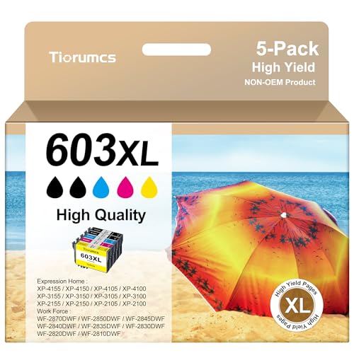 Tiorumcs 603 XL Cartuchos 603xl de Tinta Compatible para Epson 603XL para Expression XP-2100 XP-4100 XP-3100 XP-2105 XP-2150...