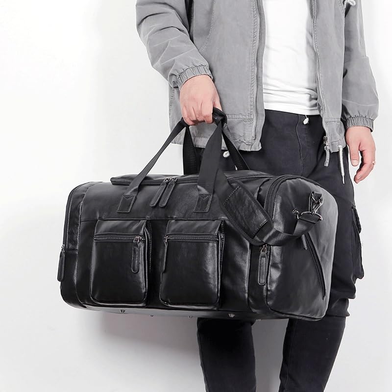 Pu Leather Extra-large Capacity Travel Bag Men's Business Trip Duffel Bag Hand Bill Shoulder Travel Duffel Bag2