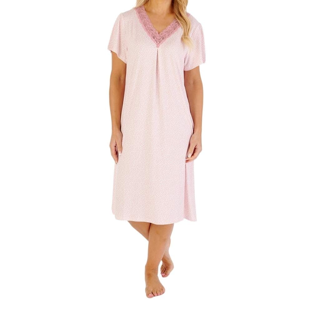 Slenderella Women's Pink Print Gaspe Supersoft Short Sleeve Nightdress Gl07702 Xl