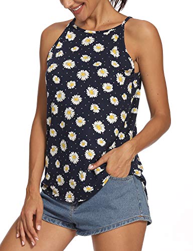 Image of LouKeith Womens Tank Tops Casual Flowy Printed Vest Shirts Sleeveless Cotton Soft Summer Tees Blouses