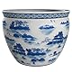 Red Lantern Oriental Furniture Fischglas, Porzellan, 45,7 cm, Blau/Weiß