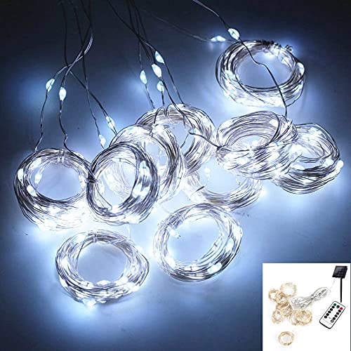 Cortina de guirnalda solar de Año Nuevo, Navidad, para iluminación de casa, luz de hadas, adornos de decoración navideña, color blanco, tamaño: 3 x 3 m)