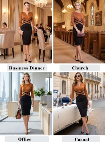 Image of VFSHOW Womens Front Zipper Work Office Business Casual Church Sheath Dress