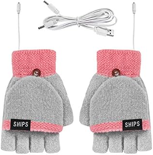 Winnfy Usb Heated Gloves Winter Warm Full& Half Finger Gloves Knitting Heating Mittens Hand Warmer Gloves Laptop Gloves For Typing