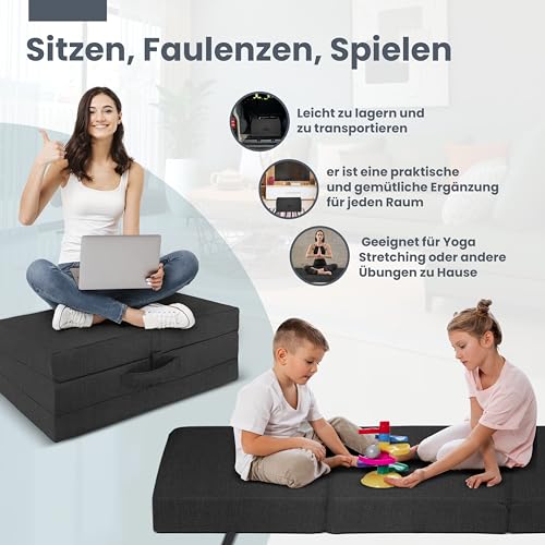 Bout3 Klappmatratze, Gästematratze, 3-Teilige Schaumstoff Faltmatratze, Klappbar Sitzblock, Faltbare Reisebett Matratze… – Ansicht 6