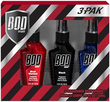 BOD man Body Spray Holidiay Gift Set for Him - (Black, Really Ripped Abs, Most Wanted)