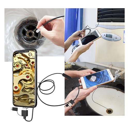 Cámara EndoscópiCA USB, Endoscopio de Inspección Delgado con Lente HD de 3,9 Mm Y 1280X720 Y 6 Led Ajustables para Inspección de Tuberías, Teléfono, Plástico, 1 M