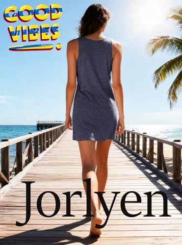 Image of Summer Tank Dress for Women Casual Vacation Sundress Coconut Tree Graphic Beach Cover Up