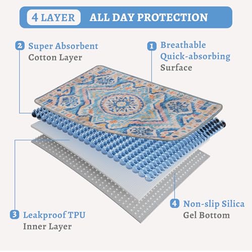 Image of NOYAL Bohemian Washable Dog Pee Pads - Super Absorbent Reusable Puppy Training Pads with Stylish Prints | 100% Waterproof, Leak-Proof & Non-Slip Pet Housebreaking Pads for Indoor 2 Packs