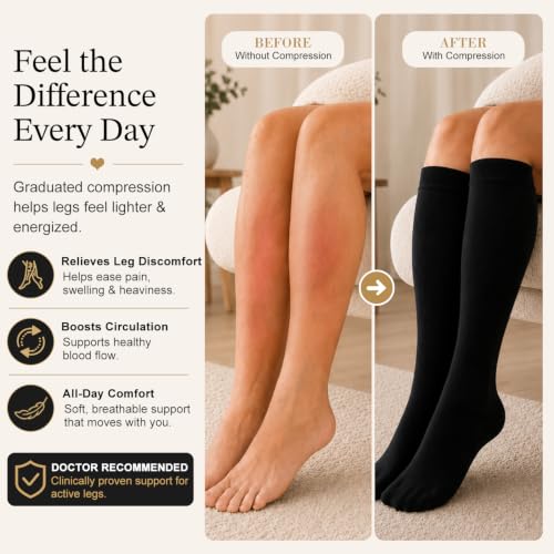 Image of Laite Hebe 4 Pairs-Compression Socks for Women&Men Circulation-Best Support for Nurses,Running,Athletic
