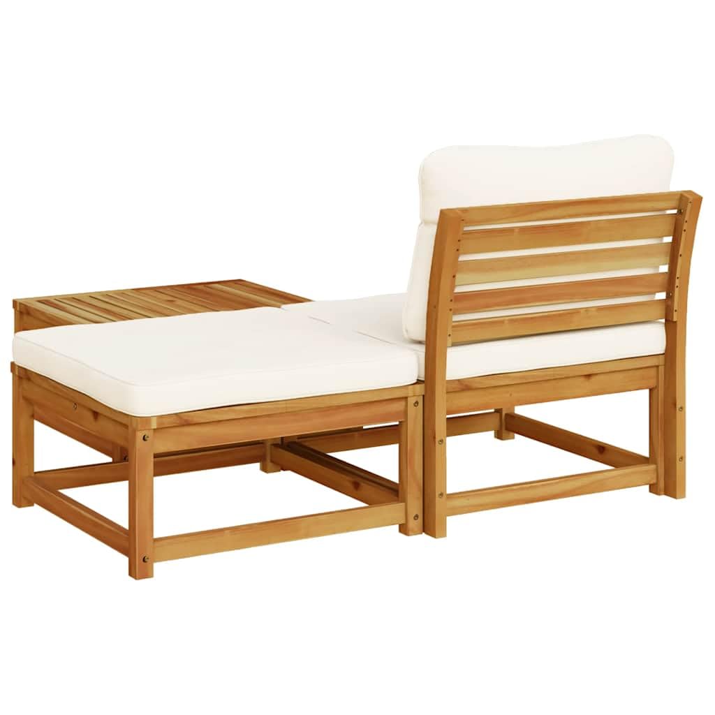 Modulares Gartensofa Set mit Kissen aus Akazienholz für Terrasse Balkon Wintergarten Lounge Sitzgruppe mit Armlehnen und Verbindungsteilen, 3-teilig, wetterfest, komfortabel