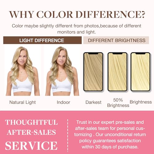 Image of GOO GOO Clip in Hair Extensions Real Human Hair, Remy Human Hair Extensions Clip ins for Women, Natural Human Hair, 14inch 130g 9Pcs, 613R Bleach Blonde