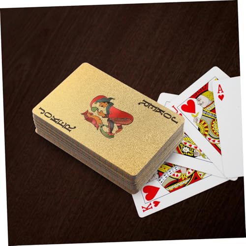 Hohopeti Goldfolie Pokerkarten Wasserdichtes Plastikspiel Glatte Oberfläche Tragbar für Familienparty Festival Dekoration Vielseitiges Kartenspiel Langlebig und Handlich – Bild 8
