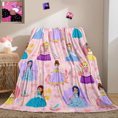 Mantas de princesa para niñas, manta de princesa, manta para niños, suave y bonita manta de princesa para sofá, cama, silla, ropa de cama, regalo de cumpleaños para niños, 40 x 50 pulgadas