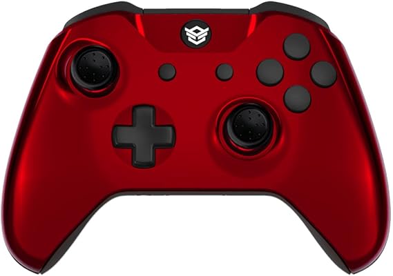 HEXGAMING ブレード バックボタン2個 & 交換可能なサムスティック&トリガーストップ 改造コントローラー Xbox Series X & Sに対応 - クロムレッド ブラック - バッテリーは含まれません