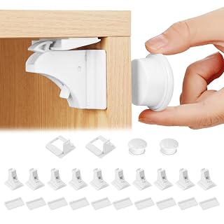 HOTUT Enfant Magnétique Cabinet de Sécurité, Sécurité Placard Bébé (10 Verrous & 2 Clés), Serrure Magnétique Invisible pour Sécurité Enfant, Tiroir Securite Bebe Bloque, Blocage Sans Perçag - Amazon product rated Grade A