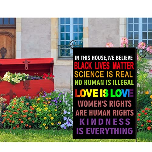 Pride Garden Flag In This House We Believe Lgbtq Progress Flags 12 X 18 Inch Home Yard Lawn Outdoor Indoor Decorations #TOP7