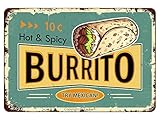 Burrito Vintage-Blechschild, lustiges Poster, Metallschild für Zuhause, Küche, Restaurant, Bar, Esszimmer, Kunst, Wanddekoration, Metallschild, Poster, 20,3 x 30,5 cm