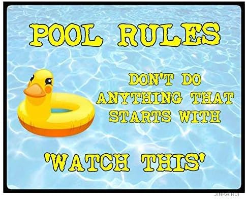 Eletina Warning Sign,Pool Rules Sign,Pool Safety Sign Swimming Pool Rules Hot Tub Garden Party Metal Sign 8""X12"" Metal Aluminum Sign