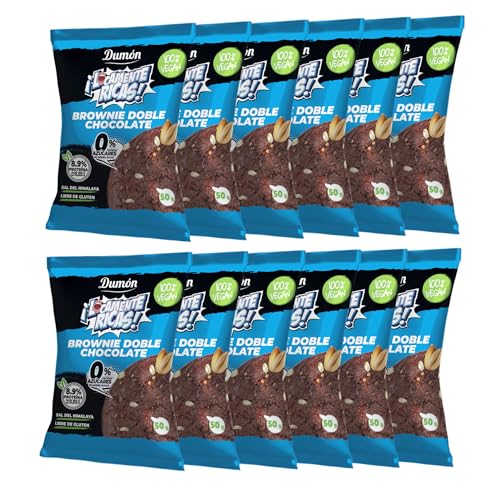 Dumon Galletas veganas 0% azucar 12 Unidades de 50gr. sin lácteos,con ingredientes naturales saludables, sin gluten, deliciosa, nutritiva, sabor irresistible… (Brownie Doble Chocolate)