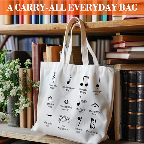 Bolso Tote de música para mujer, bolsa de lona con notas miniatura 2