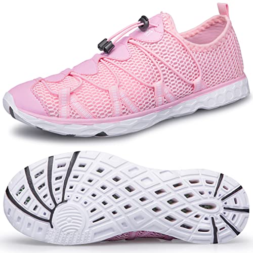 Image of DOUSSPRT Women's Water Shoes Quick Drying Aqua Sneakers Beach Sandals Pink Size 8, Pink 219