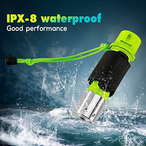BlueFire Professional 1100 Lumen Diving Flashlight Bright Submarine Light Scuba Safety Lights Waterproof Underwater Torch for Outdoor Under Water Sports (Green (1-Pack))
