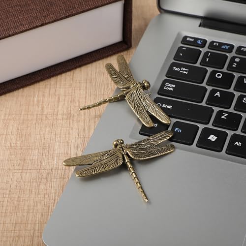 2 Piezas Estatua de Libélula de Metal de Latón miniatura 7