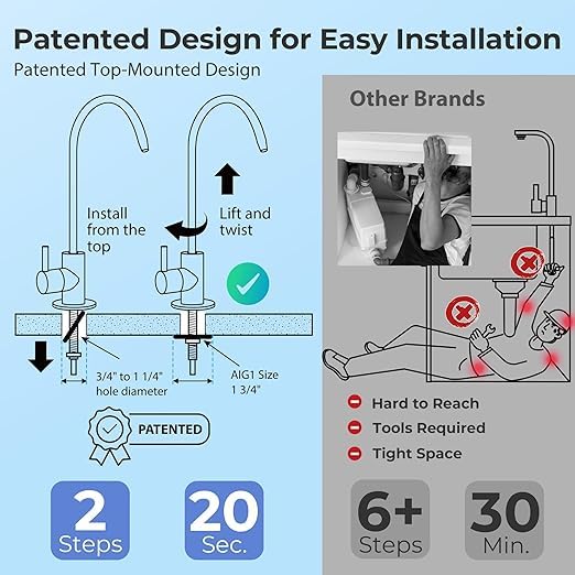 Image of iSpring RCC2, Upgraded 200 GPD Capacity, 5-Stage Under Sink Reverse Osmosis Water Filter System, Patented Easy-Mount Faucet for Hassle-Free Installation