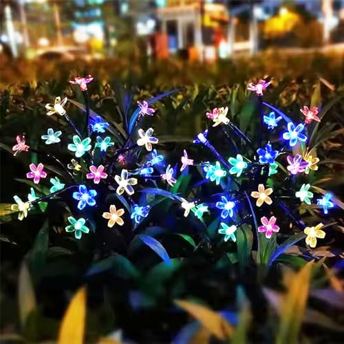 Image of GIGAWATTS GW-901 20 LED Solar Garden Flower Light - Outdoor Cherry Blossom Lamp with Solar Panel & Battery, Water-Resistant, BIS Approved - Decorative Lawn & Pathway Lights (Pack of 1, Multicolour)