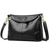 👜【Handy-Umhängetasche Struktur】Abmessungen: 28(L) x 10 (B) x 19 (H) cm, perfekt für die meisten smartphones unter 7,2 Zoll. 2 große Hauptfächer mit Reißverschluss, eines mit einer unsichtbaren Reißverschlusstasche für private Gegenstände, das andere mit 2 offenen Fächern für Handy oder Karten. Diese kleine schwarze handtasche kann problemlos Ihr Telefon, Ihre Brieftasche, Ihre Schlüssel, Ihren Regenschirm und mehr tragen.