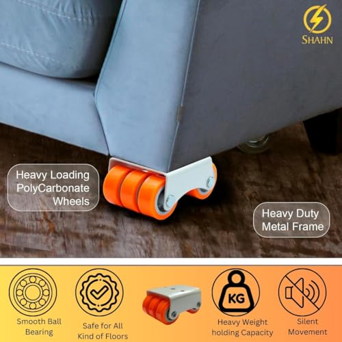 Image of Shahn 4 x 6 - Wheels for Heavy Furniture - Caster Wheel Set for Trolley - Heavy Duty Wheels with Low Friction Bearing, Noise Reduction - Supports Up to 300kg
