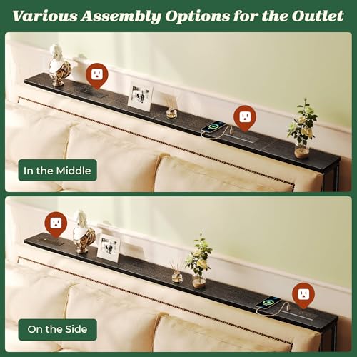 image for SUPERJARE 78.8 Inch Narrow Console Table with Outlet, Sofa Tables, Beh