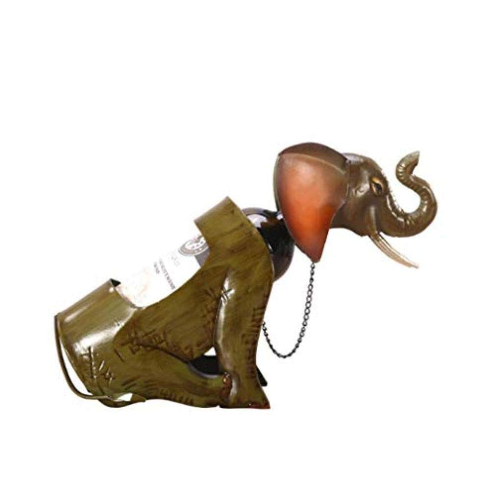 Porte-bouteille éléphant en fer forgé stable pour éviter les chutes de vin