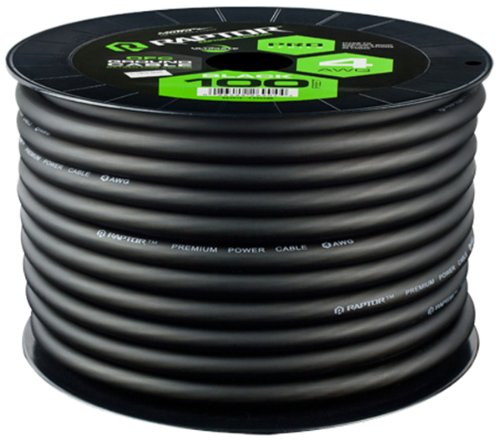 Cable de alimentación Raptor R54-100B para instalaciones largas de sonido, cobre de 100 pies negro