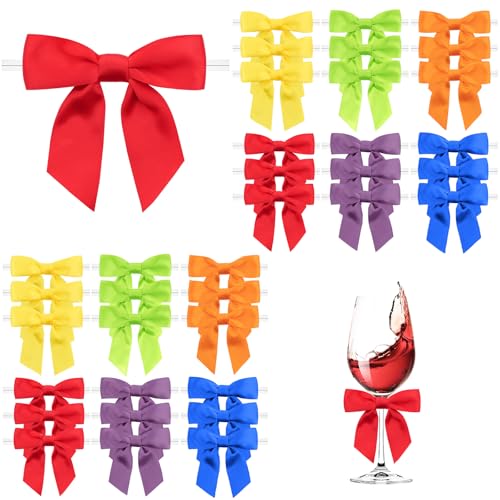 Dooozy 36 Stück 3.5 Satin Schleife, Mini Geschenkschleifen aus Vorgebunden Schleifen Satinband für Geschenk DIY Keks Bonbontüten Weihnachtsbaum Hochzeitsdeko(Regenbogen Farben)