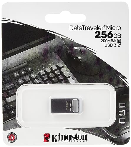 Kingston DataTraveler Micro USB Flash Drive 128GB 200MB/s Metal USB 3.2 Gen 1 - DTMC3G2/128GB, black, 128 GB